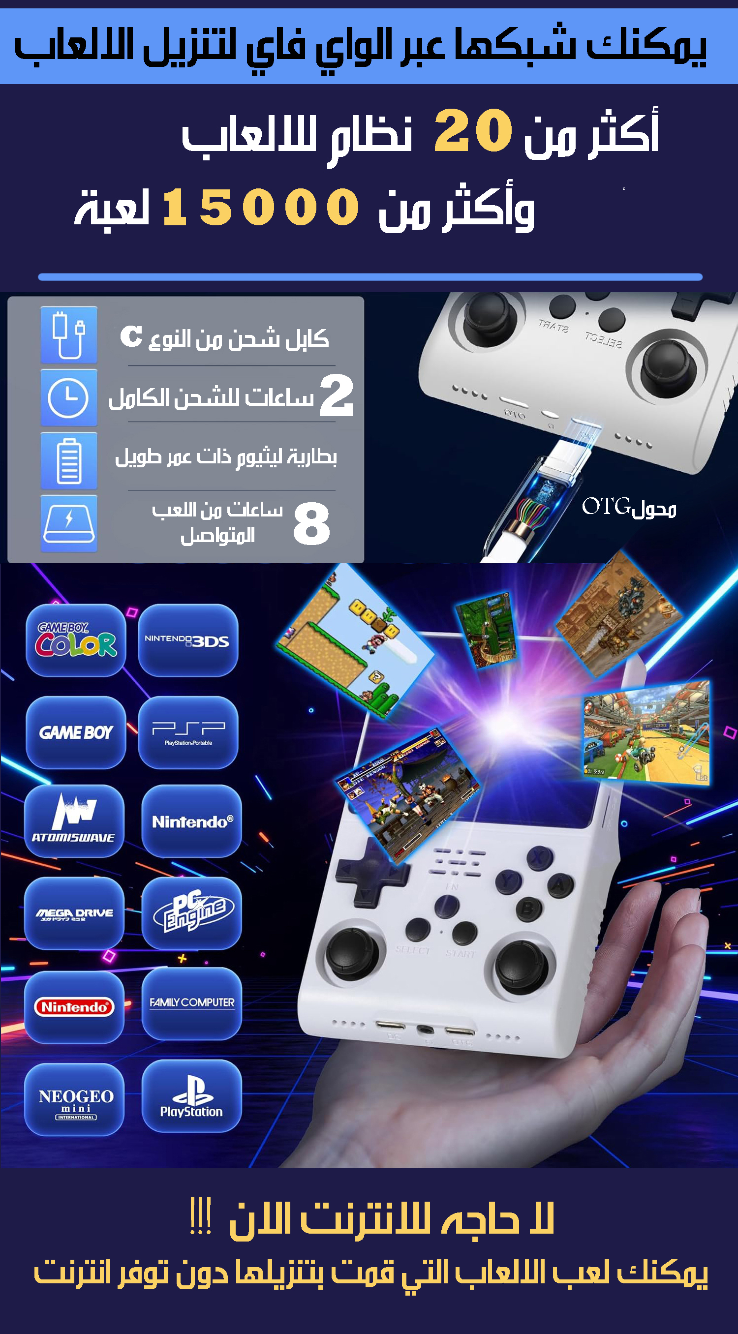 وحدة تحكم ألعاب HD محمولة 4.0 انش PALM GAMES R39 MAX